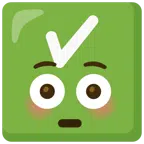 check mark button + flushed face