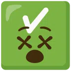 check mark button + face with crossed-out eyes