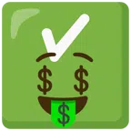 check mark button + money-mouth face