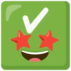 check mark button + star-struck