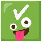 check mark button + zany face
