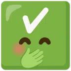 check mark button + face with hand over mouth