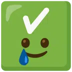 check mark button + smiling face with tear