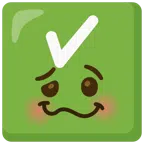 check mark button + woozy face