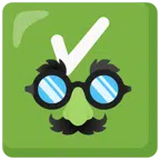 check mark button + disguised face