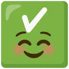 check mark button + smiling face