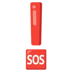 red exclamation mark + SOS button