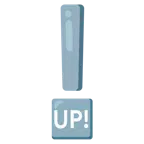 red exclamation mark + UP! button