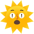 red exclamation mark + sun with face