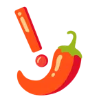 red exclamation mark + hot pepper