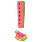 red exclamation mark + watermelon