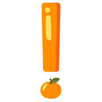 red exclamation mark + tangerine
