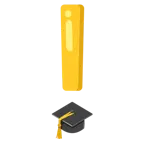 red exclamation mark + graduation cap