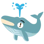 red exclamation mark + spouting whale
