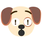 red exclamation mark + dog face