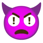 red exclamation mark + angry face with horns