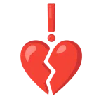 red exclamation mark + broken heart