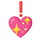 red exclamation mark + sparkling heart