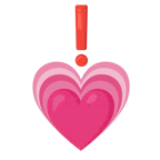 red exclamation mark + growing heart