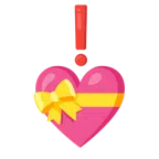 red exclamation mark + heart with ribbon
