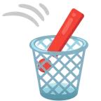 red exclamation mark + wastebasket