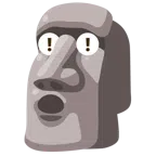 red exclamation mark + moai