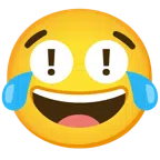 red exclamation mark + face with tears of joy