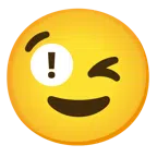 red exclamation mark + winking face