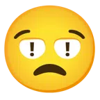 red exclamation mark + unamused face
