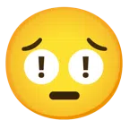 red exclamation mark + pensive face