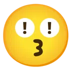 red exclamation mark + kissing face