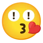 red exclamation mark + face blowing a kiss