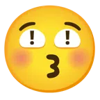 red exclamation mark + kissing face with closed eyes