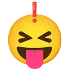 red exclamation mark + squinting face with tongue