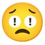 red exclamation mark + worried face