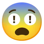 red exclamation mark + fearful face