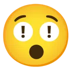 red exclamation mark + hushed face