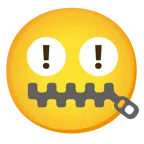 red exclamation mark + zipper-mouth face