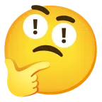 red exclamation mark + thinking face