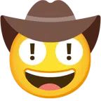 red exclamation mark + cowboy hat face