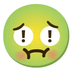 red exclamation mark + nauseated face