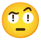 red exclamation mark + face with raised eyebrow