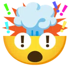 red exclamation mark + exploding head