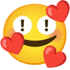 red exclamation mark + smiling face with hearts