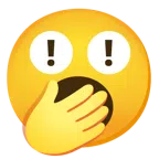 red exclamation mark + yawning face