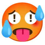 red exclamation mark + hot face