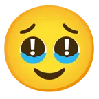 red exclamation mark + face holding back tears