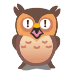 red exclamation mark + owl