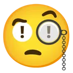 red exclamation mark + face with monocle