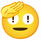 red exclamation mark + saluting face